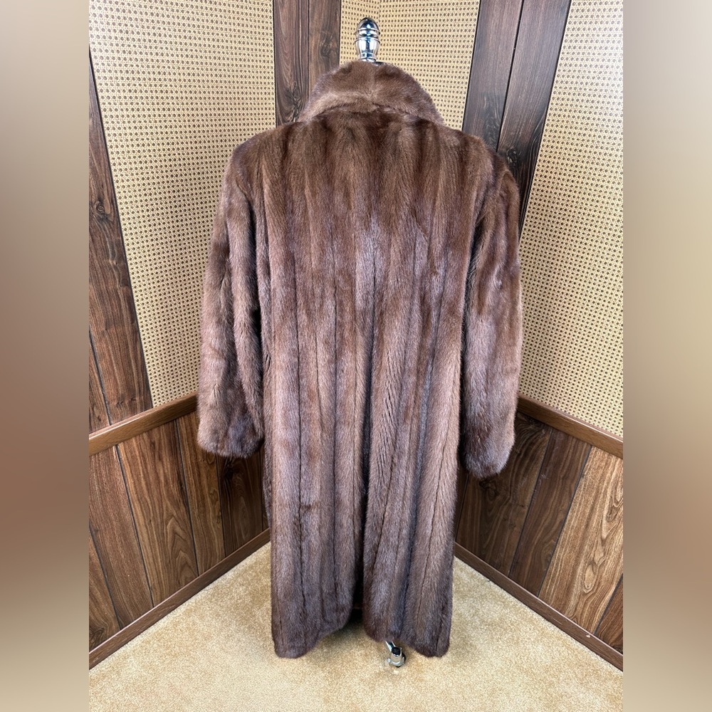 LABELLE FOURRURE FULL LENGTH BROWN RANCH MINK FUR COAT JACKET SIZE 2XL - Picture 5 of 11